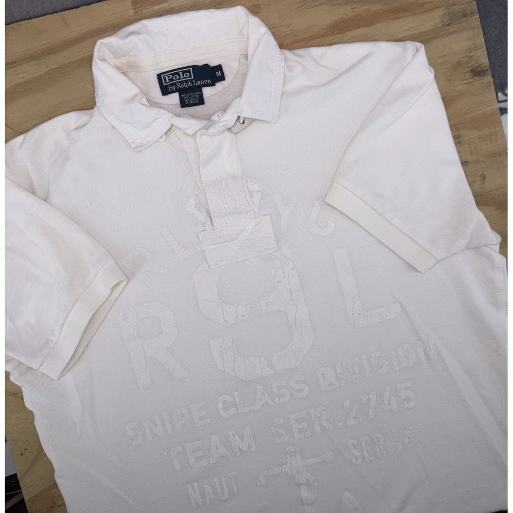 Polo Ralph Lauren RSL Rugby Polo Distressed Tonal Graphic Spellout Medium VTG